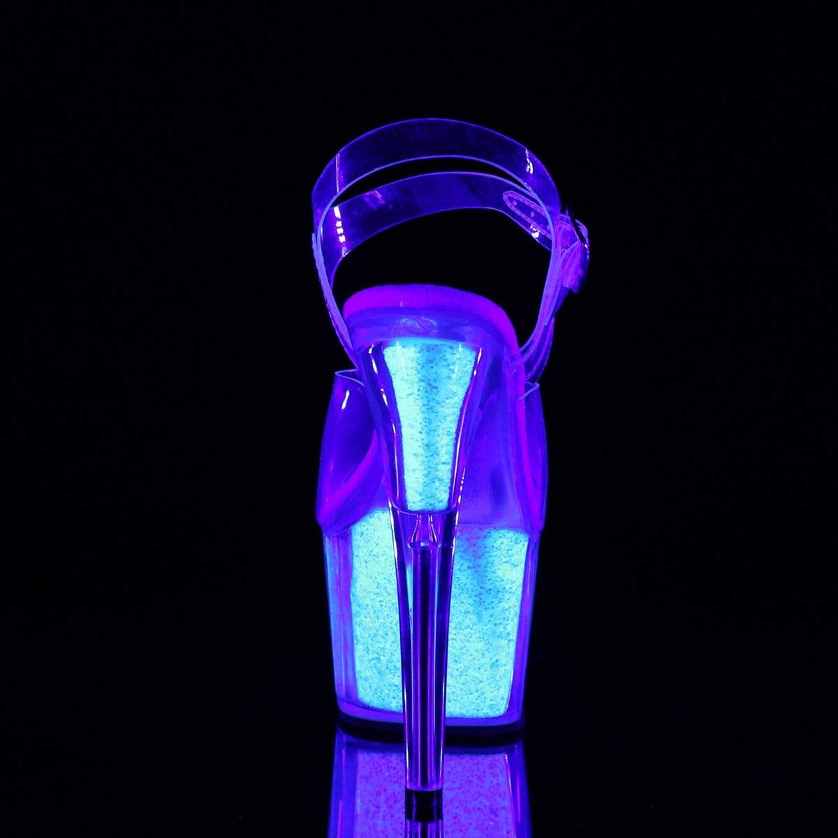 7" Heel, 2 3/4" PF 7" - 7 1/2" Heel Clr/Neon Opal Glitter ADO708UVG/C/NOPG
