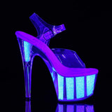 7" Heel, 2 3/4" PF 7" - 7 1/2" Heel Clr/Neon Opal Glitter ADO708UVG/C/NOPG
