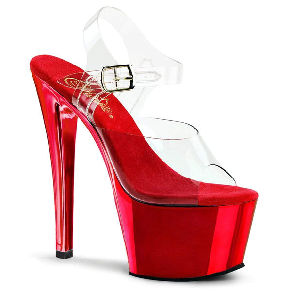 7" Heel, 2 3/4" PF 7" - 7 1/2" Heel Clr/Red Chrome SKY308/C/RCH