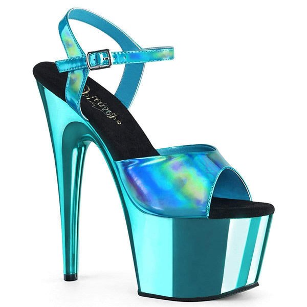 7" Heel, 2 3/4" PF 7" - 7 1/2" Heel Turquoise Hologram/Turquoise Chrome ADO709HGCH/TEHG/TECH