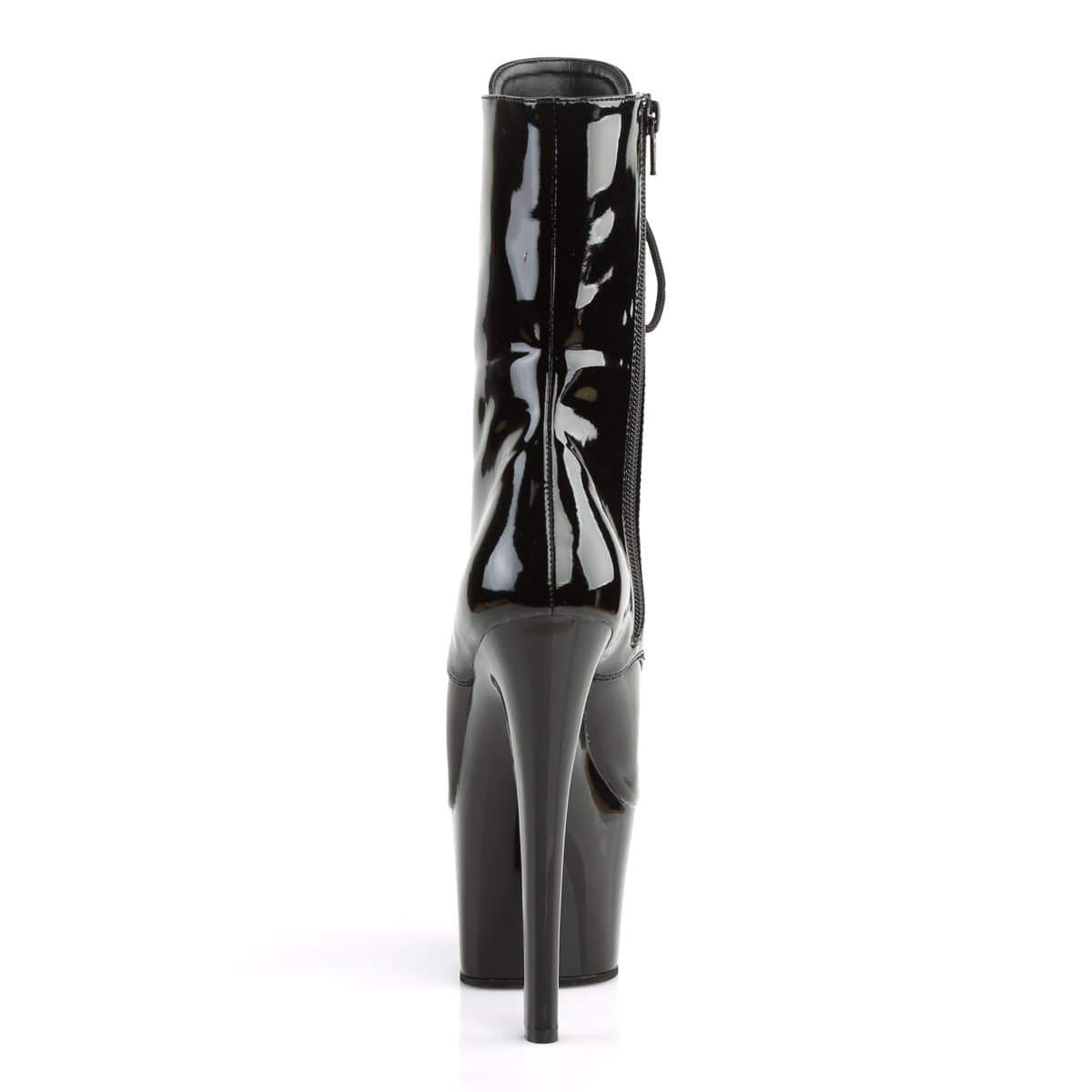 Pleaser Shoes 7" Heel, 2 3/4" PF Ankle/Mid-Calf Boots Blk Pat/Blk SKY1020/B/M