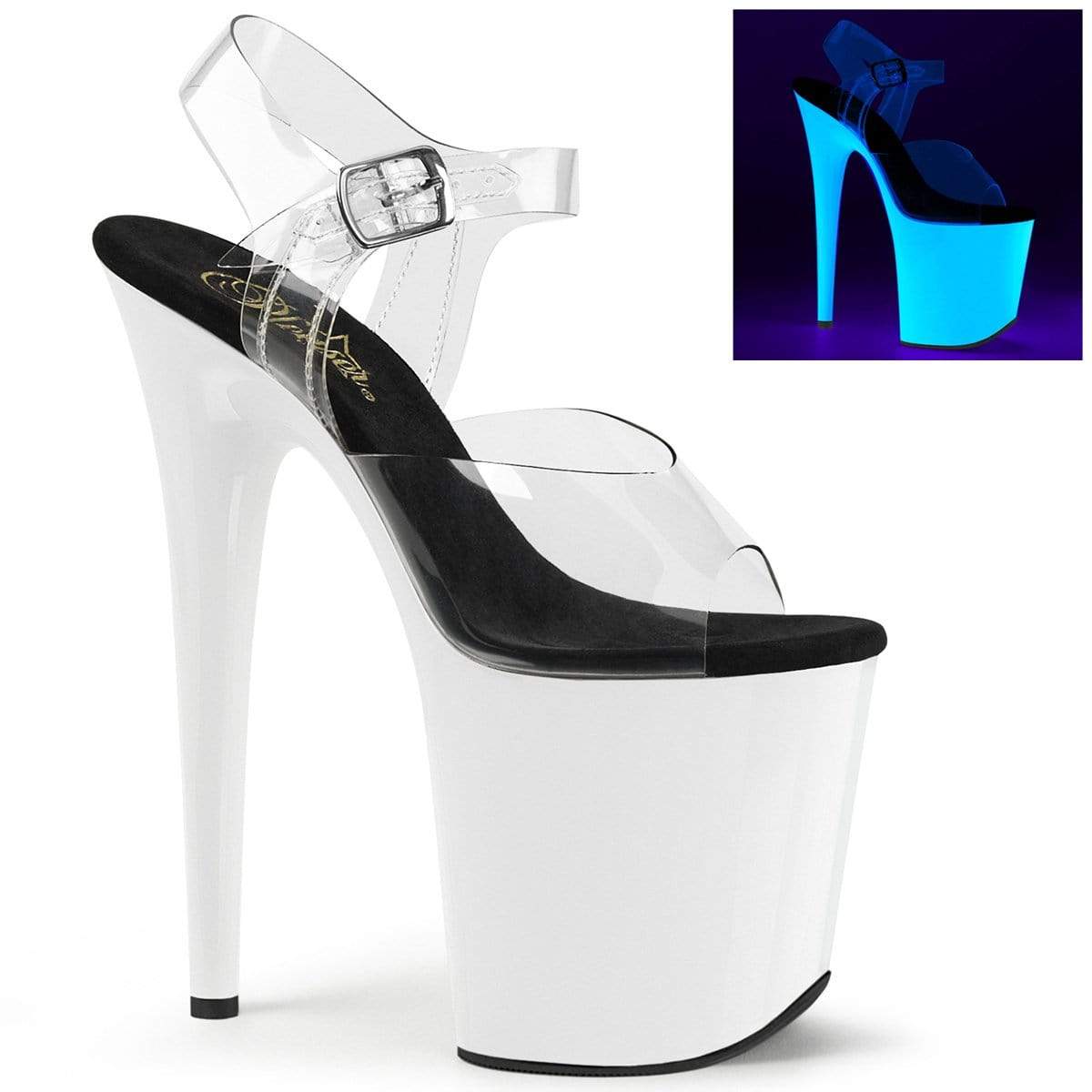 8" Heel, 4" PF 8" Heel Clr/Neon Wht FLAM808UV/C/NW