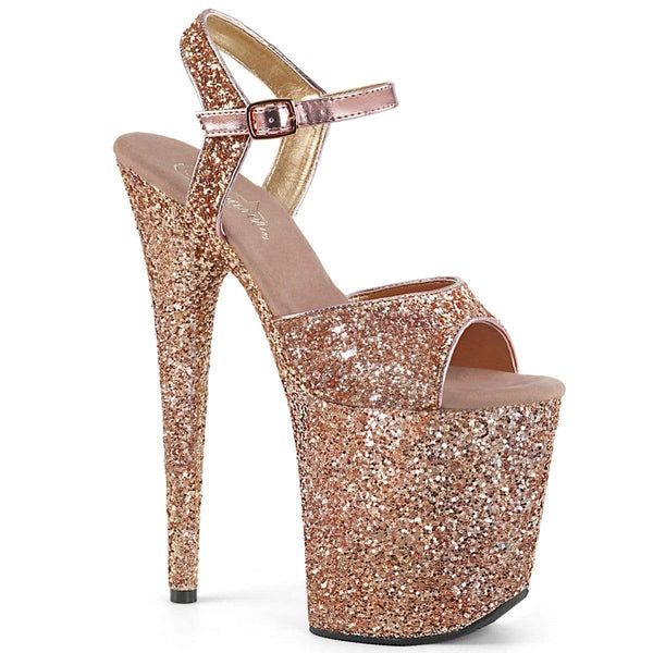 8" Heel, 4" PF 8" Heel Rose Gold Glitter/Rose Gold Glitter FLAM810LG/ROGLDG/M