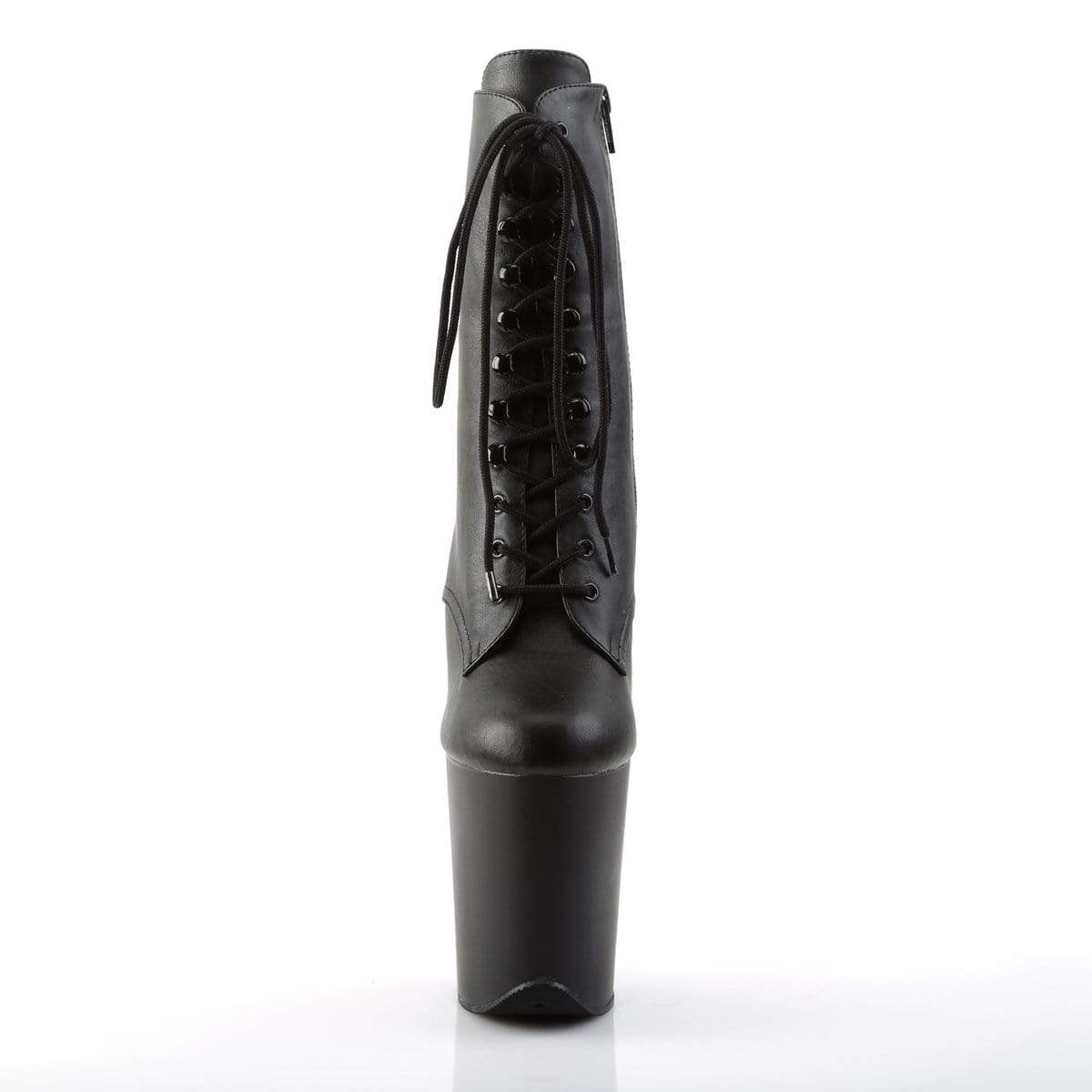 8" Heel, 4" PF Ankle/Mid-Calf Boots Blk Faux Leather/Blk Matte FLAM1020/BPU/M