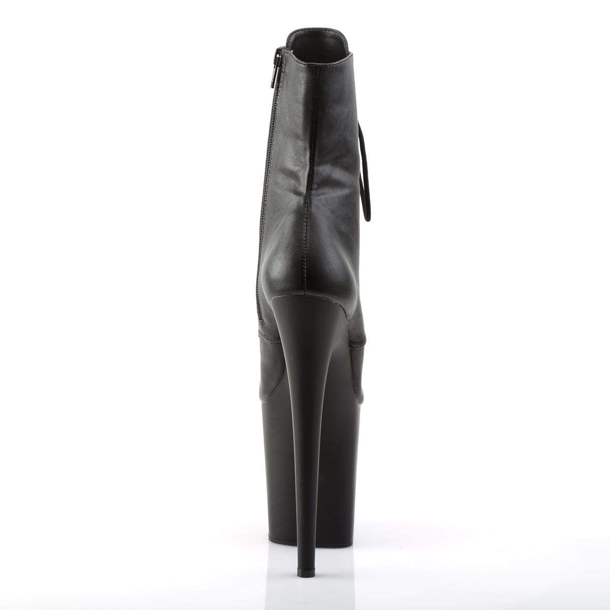 8" Heel, 4" PF Ankle/Mid-Calf Boots Blk Faux Leather/Blk Matte FLAM1020/BPU/M