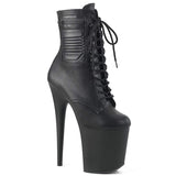 Pleaser Shoes 8" Heel, 4" PF Ankle/Mid-Calf Boots Blk Faux Leather/Blk Matte FLAM1020PK/BPU/M