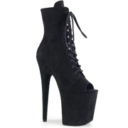 8" Heel, 4" PF Ankle/Mid-Calf Boots Blk Faux Suede/Blk Faux Suede FLAM1021FS/BFS/M