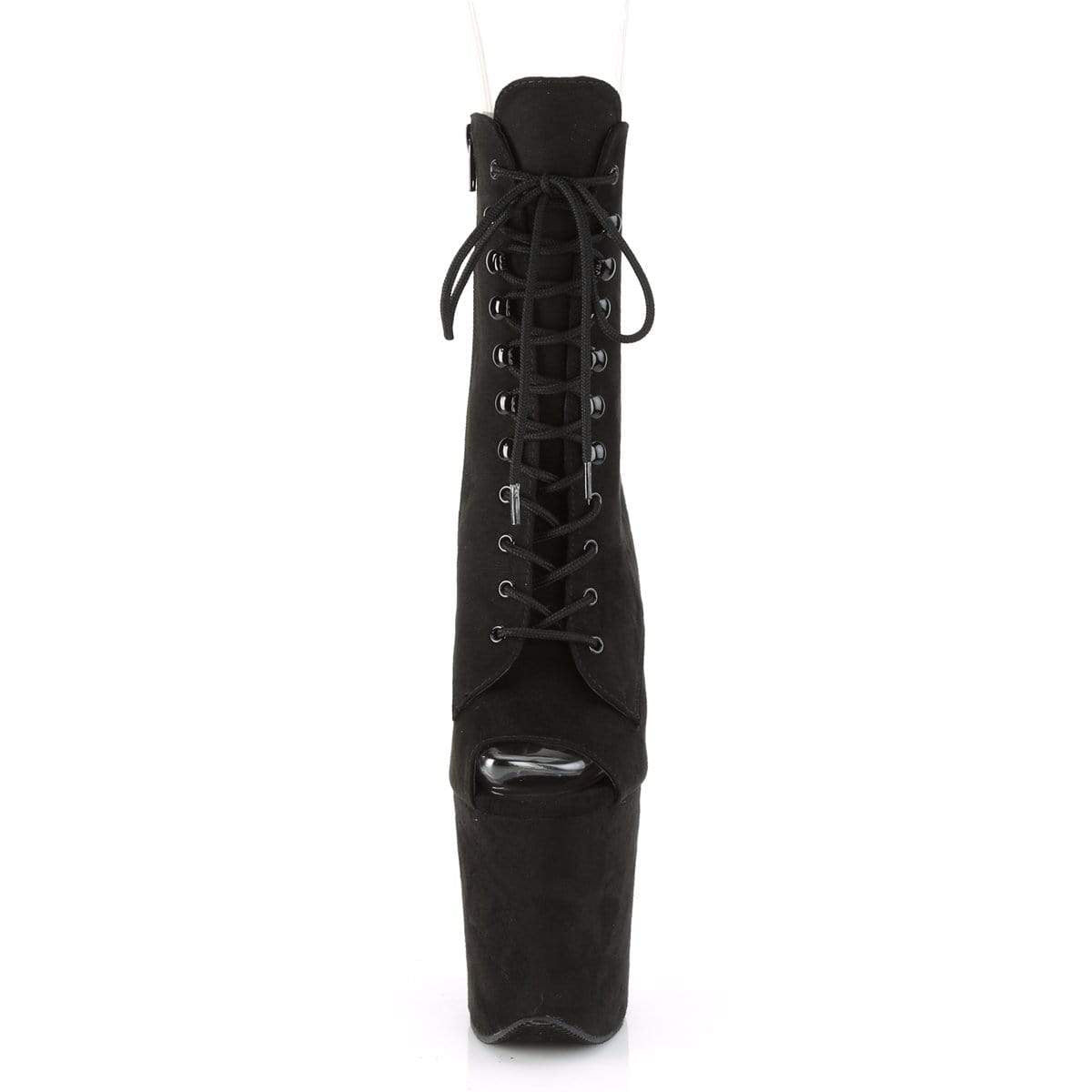 8" Heel, 4" PF Ankle/Mid-Calf Boots Blk Faux Suede/Blk Faux Suede FLAM1021FS/BFS/M