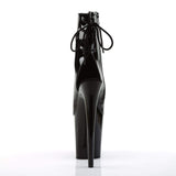 8" Heel, 4" PF Ankle/Mid-Calf Boots Blk Pat/Blk FLAM1018/B/M