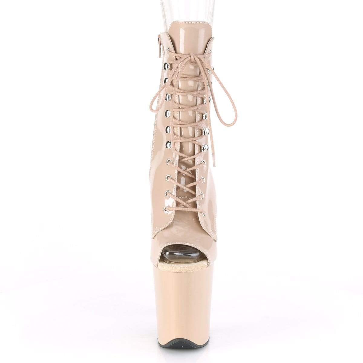 8" Heel, 4" PF Ankle/Mid-Calf Boots Nude Pat/Nude FLAM1021/ND/M