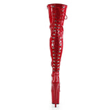 8" Heel, 4" PF Thigh High Boots Red Str Pat/Red FLAM3063/R/M