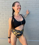 Shark Polewear Bodysuits Lolita- Black and Gold Jungle